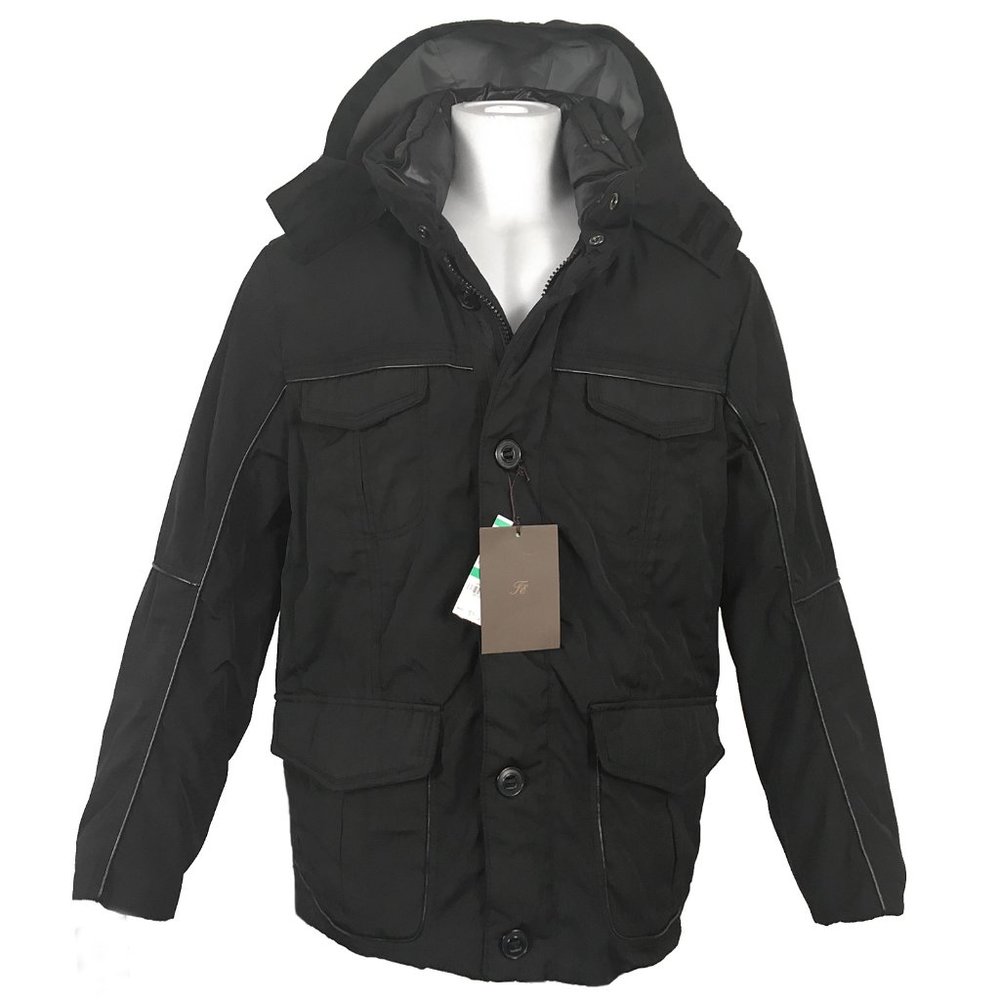 NEW $350 Macy's Tasso Elba Parka Jacket! Black Heavier Weight Lightly Distressed